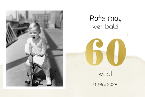 Einladung zum 60 Geburtstag mit Pastellfarben und Goldfolie
