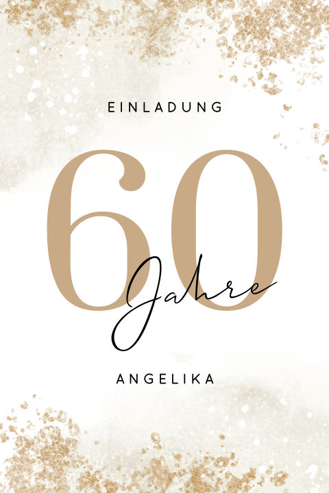 Geburtstagseinladung mit goldenen Sprenkeln und abgerundeten Ecken