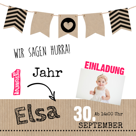 Kraftlook Einladung zum Kindergeburtstag mit Girlande