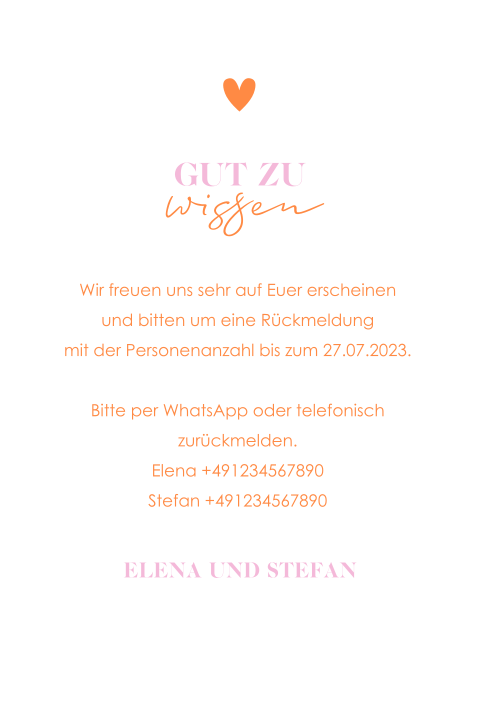 Einlegeblatt mit Orange und Lila