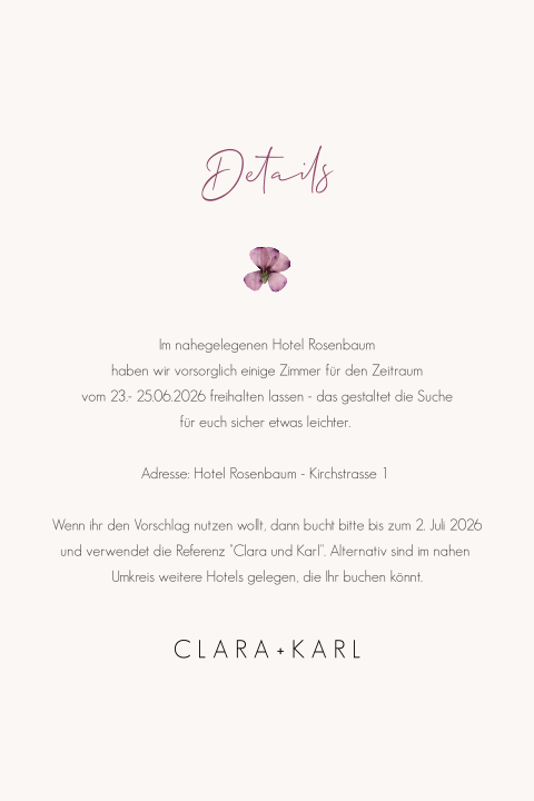 Einlegeblatt mit gepressten Blüten