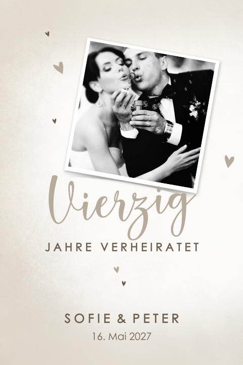 Vintage-Rubinhochzeitseinladung mit klassischem Foto in Schwarz-Weiß