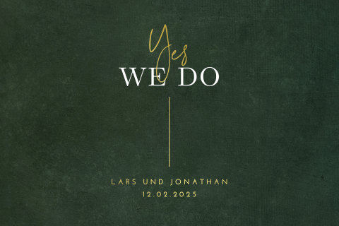 Goldfolie Standesamt Einladung mit dunkelgrünem Hintergrund