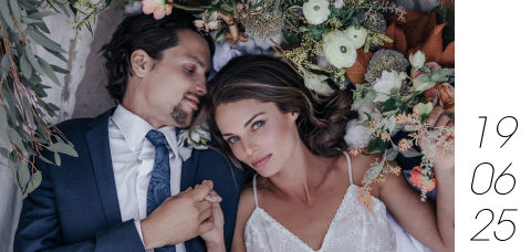 Schicke Wir haben geheiratet-Karte mit großem Hochzeitsfoto