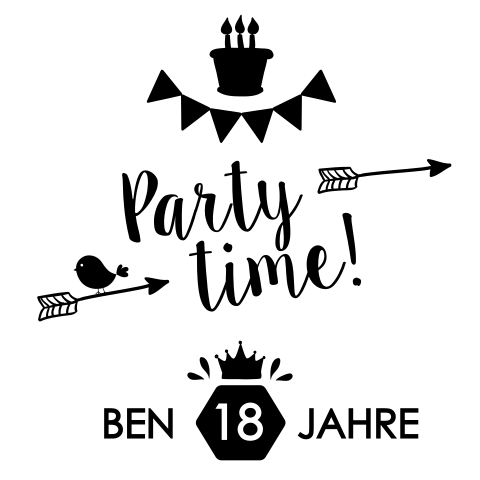Festliche Einladungskarte in Schwarzweiss zum 18ten Geburtstag