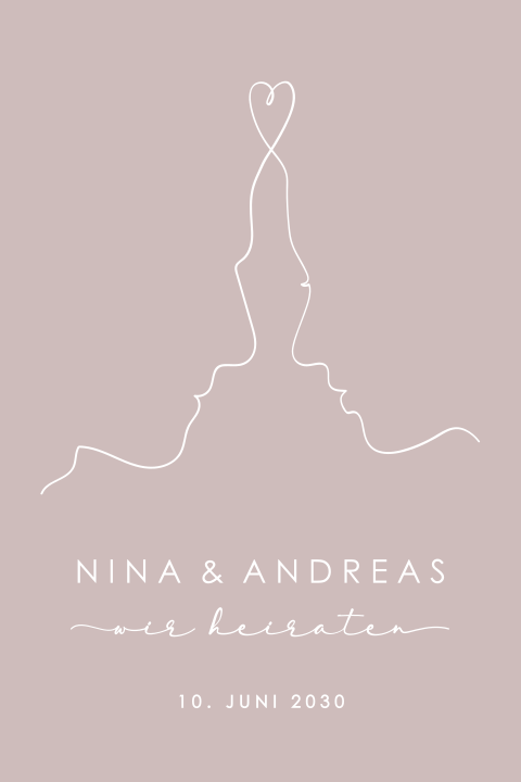 Trendige Hochzeitseinladung mit Oneliner "Liebe"