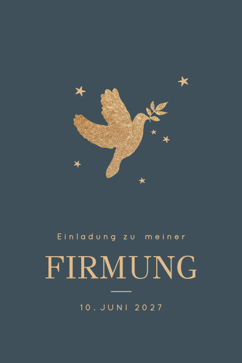 Doppelseitige Einladung zur Firmung mit Taube