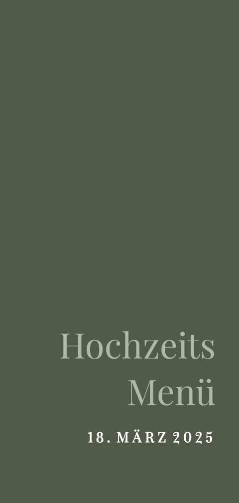 Menükarte längliches Hochformat mit grünem Hintergrund