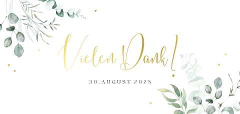 Schöne Dankeskarte zum Aufklappen mit vielen Fotos und Eukalyptus