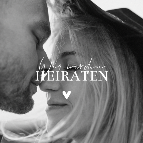 Foto-Hochzeitskarte mit abgerundeten Ecken und Herz