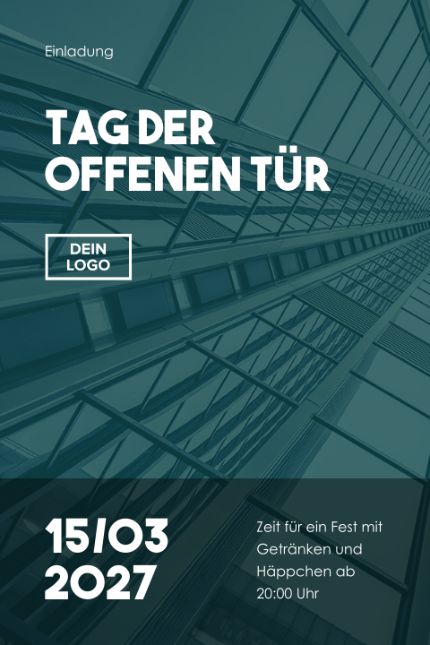 Geschäftliche Einladung zum Tag der offenen Tür mit Logo