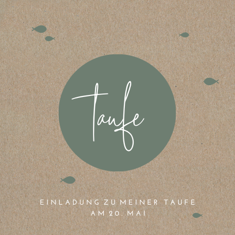 Schlichte Einladung Taufe mit Fischen im Kraftlook