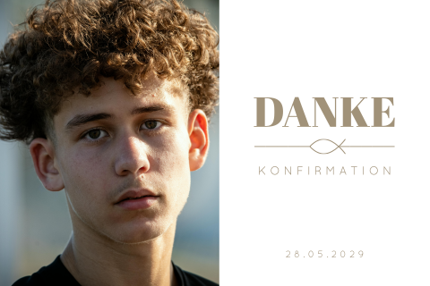 Danksagung zur Konfirmation mit Foto und Ichthys