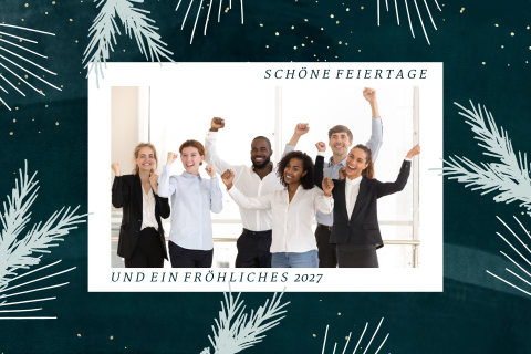 Stilvolle Weihnachtskarte mit Foto und Tannenzweige - geschäftlich