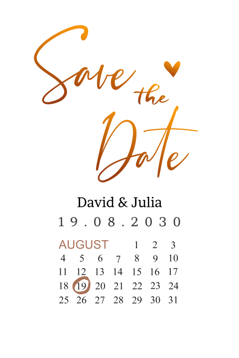 Stilvolle save-the-date Karte mit herzchen