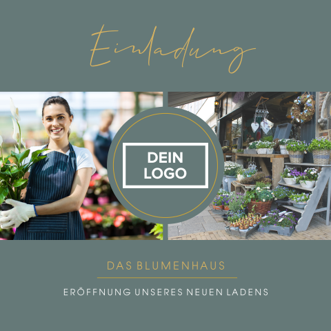 Geschäftliche Einladung zur Eröffnung mit Foto und Logo