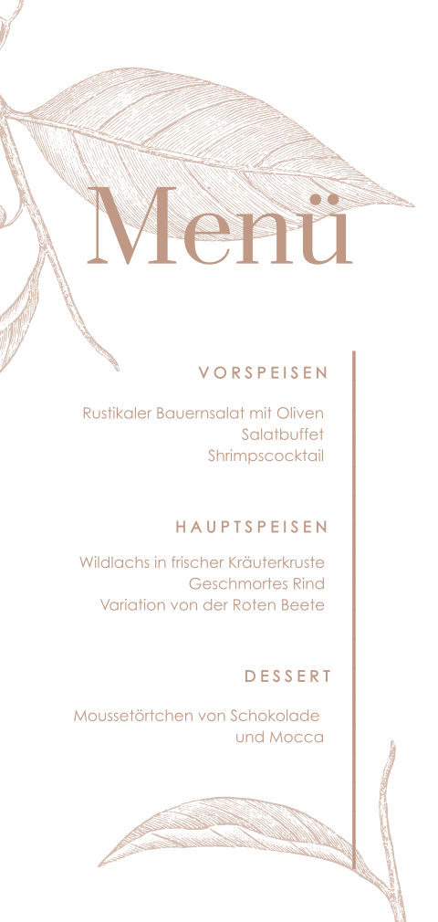 Stilvolle Menükarte mit Zweig