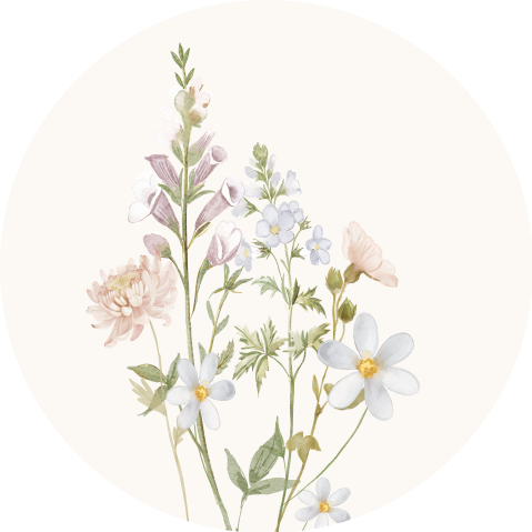 Aufkleber Trauer mit zarten Blumen
