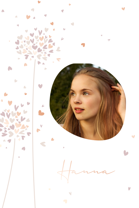 Einladung zur Konfirmation mit Foto, Pusteblume und Roséfolie