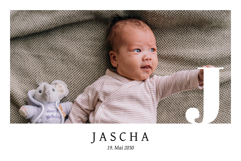 Danksagung Geburt mit Foto und Initialen