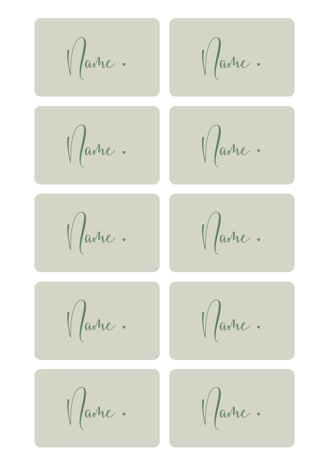 Grüne Namenskarten mit eleganter Schrift