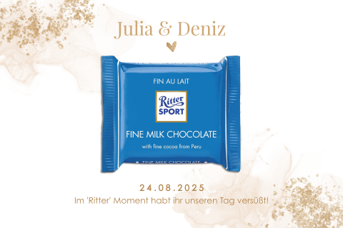 Gastgeschenk Hochzeit Schoko-Karte "Golden Blush"