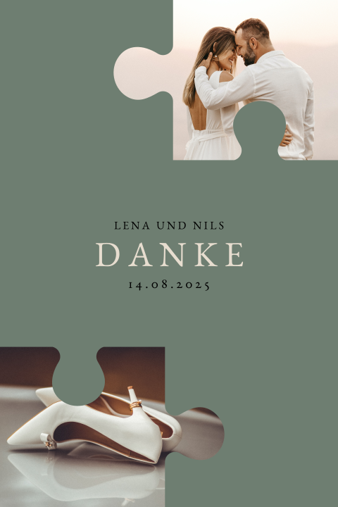 Dankeskarte mit Fotos in Puzzelstücken