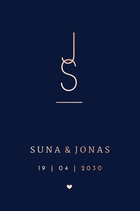 Elegante Hochzeitseinladung tiefblau mit edlem Foliendruck