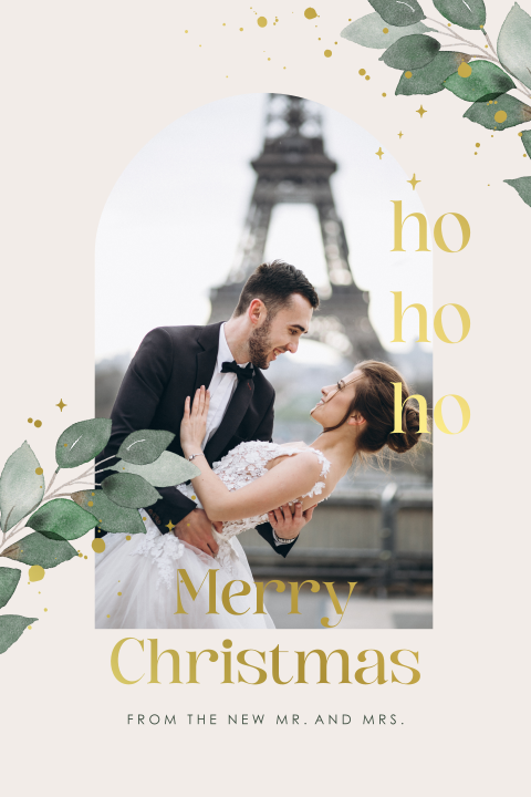 Weihnachtliche Dankeskarte mit Goldfolie, Foto und runden Ecken