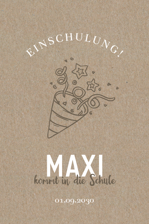 Kraftlook-Einschulungskarte mit abgerundeten Ecken und Foto