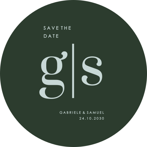 Runde Save the date Karte in Grünblau