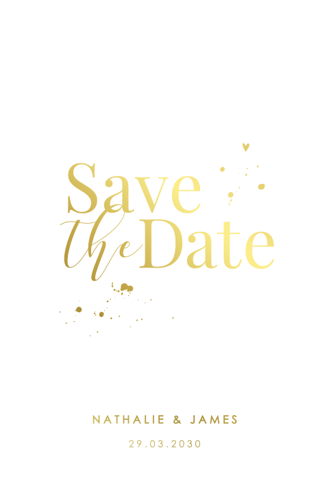 Schicke Save the Date Karte in Bogenform mit Goldfolie