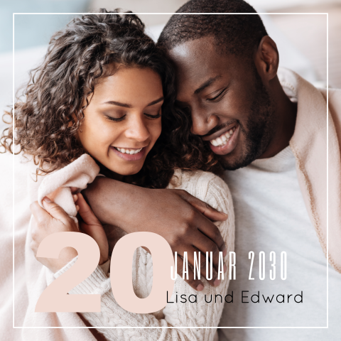 Moderne quadratische  Hochzeitseinladung mit großem Foto