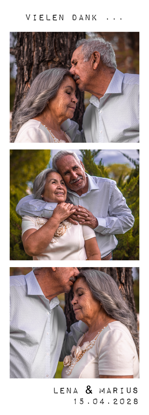 Danksagungskarte zur goldenen Hochzeit mit Fotostreifen
