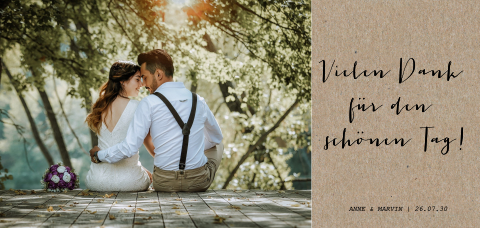 Danksagung zur Hochzeit mit romantischen Bild
