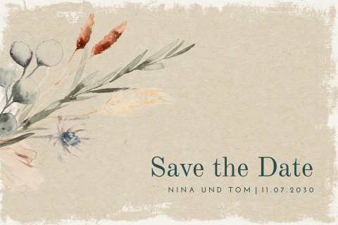 Florale Save the date Karte doppelseitig