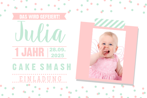 Süße Einladung für die erste Geburtstagsfeier eines Mädchens