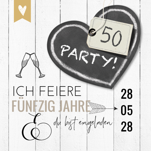 Einladungskarte zum 50. Geburtstag mit witzigen Details