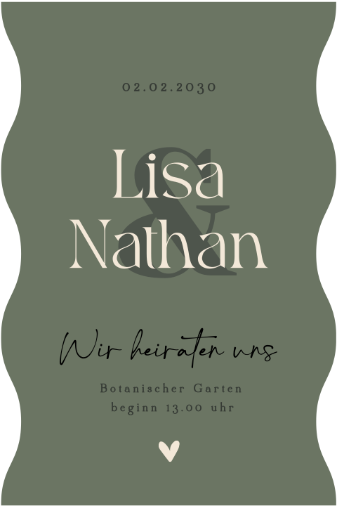 Einladung zur Hochzeit in origineller Form mit Namen