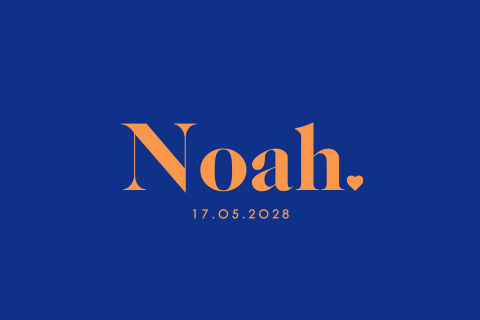 Coole Einladung zur Kommunion im Colorblocking Stil in Blau und Orange