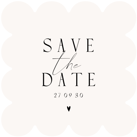 Schlichte Save the Date Karte mit gewelltem Rand