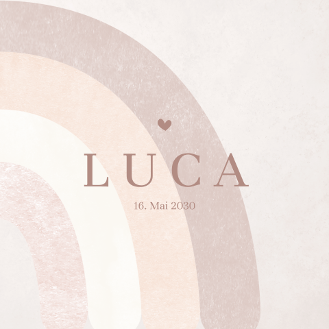 Einladung zur Taufe mit pastellfarbigen Regenbogen Quadratisch