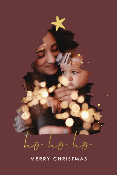 Weihnachtskarte mit runden Ecken und Foto in Christbaumform