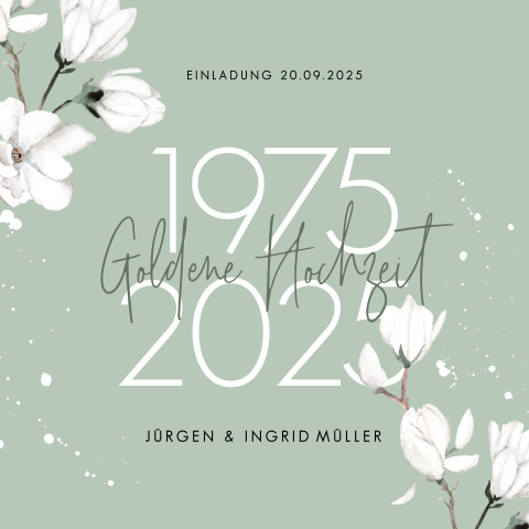 Tolle Einladung zur Goldenen Hochzeit in zartem Grünton