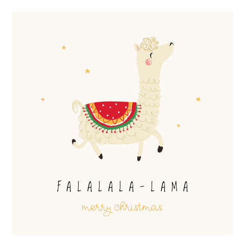 Lustige Weihnachtskarte mit Lama und Sternen