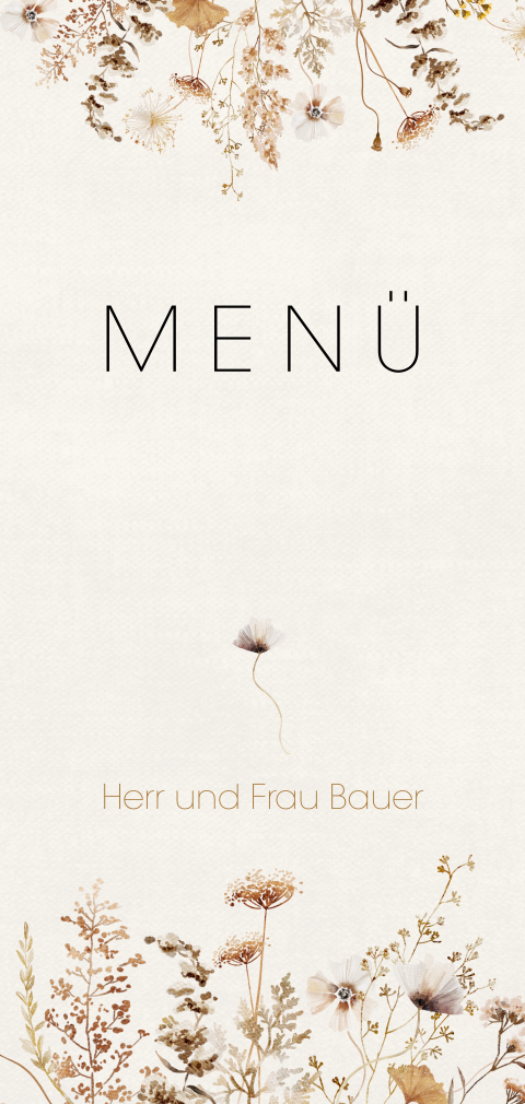 Hochformat Menükarte mit Feldblumen