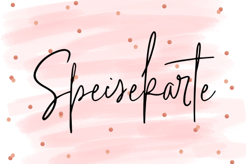 Menükarte mit rosa Aquarell und dezentem Konfetti