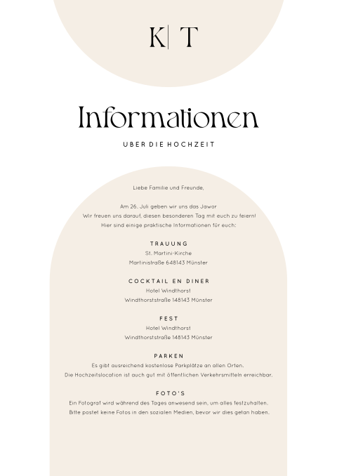 Einlegeblatt Hochzeit "Curves of eleganz" A4