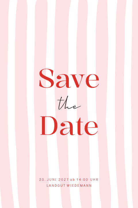 Moderne Save the Date im Candy-Look mit Streifen