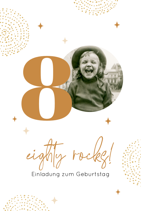 Hippe doppelseitige Einladung zum 80 Geburtstag mit Foto
